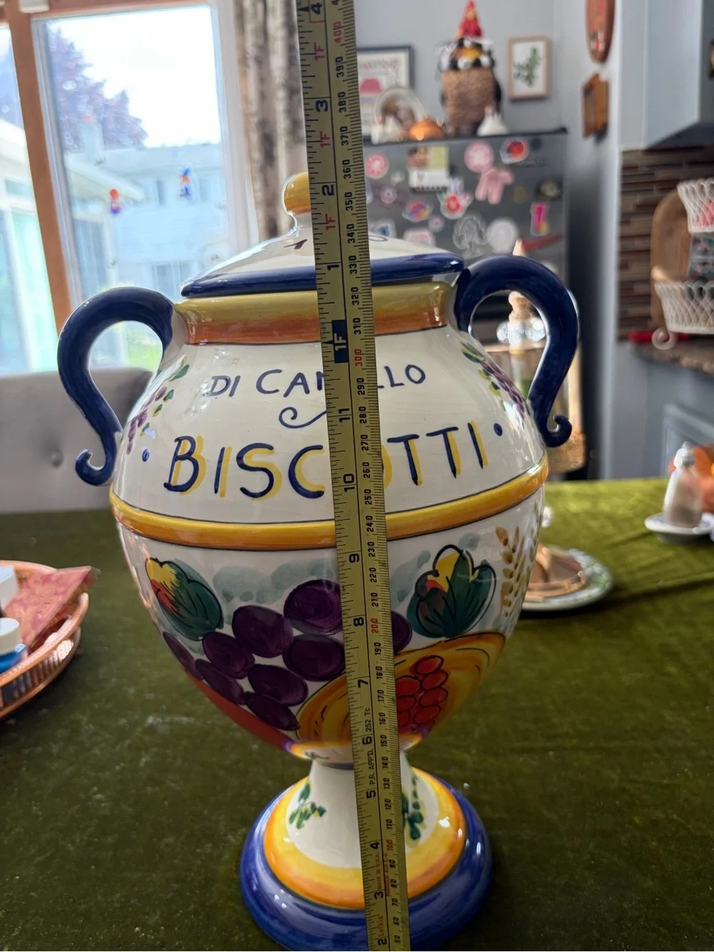 Hand-Painted Biscotti Jar - Multicolor Ceramic Canister